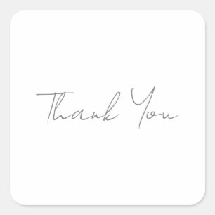 Adesivo Quadrado Obrigado Cinza Manuscrito Clássico Branco