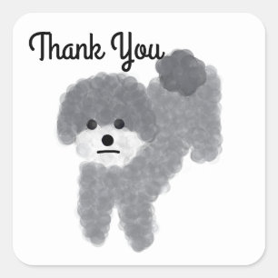 Adesivo Quadrado Obrigado Cinza Poodle Nº 2 Stickers