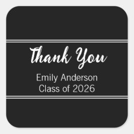 Adesivo Quadrado Obrigado Classe Branca Negra de Graduação 2025