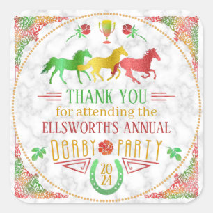 Adesivo Quadrado Obrigado colorido do partido do dia de Derby da