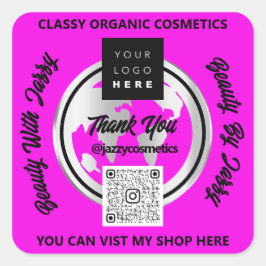 Adesivo Quadrado Obrigado comercial Logotipo de código QR Silver Ma