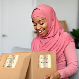 Adesivo Quadrado Obrigado Comprando 40% de Falso CÓDIGO QR Dourado