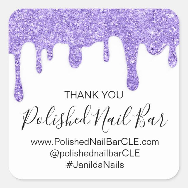 Adesivo Quadrado Obrigado Comprando borboletas roxas de corpo da ma (Frente)