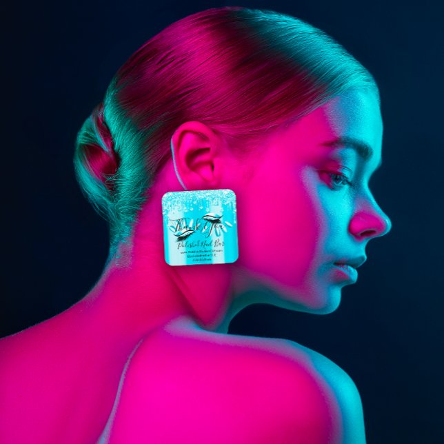 Adesivo Quadrado Obrigado Comprando Diamond Drives Nail Blue (Thank You Shopping Diamond Drips Nail Blue Square Sticker )