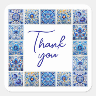Adesivo Quadrado Obrigado de armação de azulejos mediterrâneos