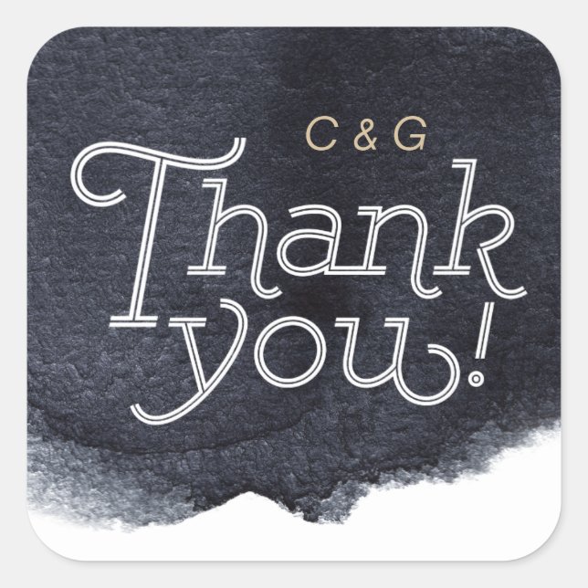 Adesivo Quadrado Obrigado de casamento simples e moderno do Indigo (Frente)