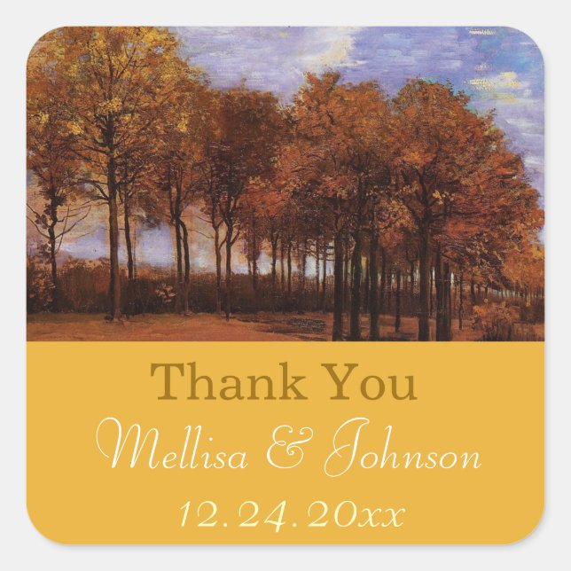 Adesivo Quadrado Obrigado de casamento, você cola para o casamento  (Frente)