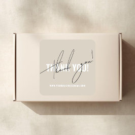 Adesivo Quadrado Obrigado de embalagens bege moderno