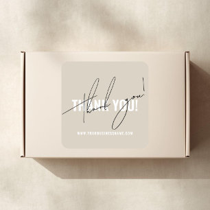 Adesivo Quadrado Obrigado de embalagens bege moderno