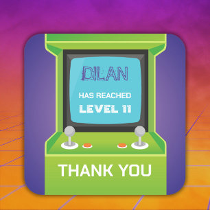 Adesivo Quadrado Obrigado de jogador verde do arcade para você