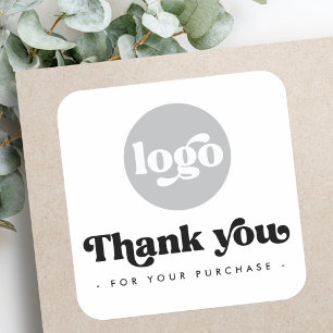 Adesivo Quadrado Obrigado de negócio para adicionar logotipo branco