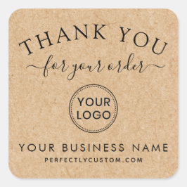 Adesivo Quadrado Obrigado de pedido de logotipo personalizado sua a
