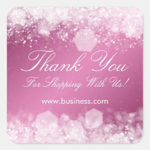 Adesivo Quadrado Obrigado do negócio você rosa Sparkling da noite