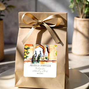 Adesivo Quadrado Obrigado do palácio Jaipur, pavão de casamento Ind