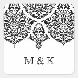 Adesivo Quadrado Obrigado do preto do damasco de 311