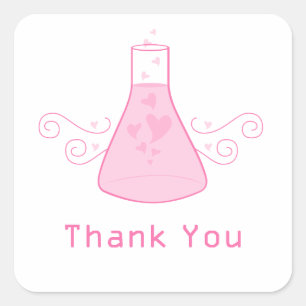 Adesivo Quadrado Obrigado doce cor-de-rosa da química você