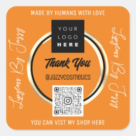 Adesivo Quadrado Obrigado Empresa Código QR Logotipo Digitalização 