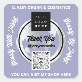 Adesivo Quadrado Obrigado Empresa Código QR Logotipo Dourado MAP Gl