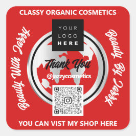 Adesivo Quadrado Obrigado Empresa Código QR Logotipo Dourado MAP Gl