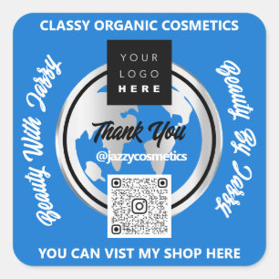 Adesivo Quadrado Obrigado Empresa Código QR Logotipo Dourado MAP Gl