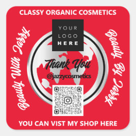 Adesivo Quadrado Obrigado Empresa Código QR Logotipo Dourado MAP Gl