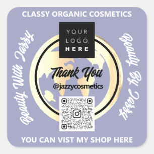Adesivo Quadrado Obrigado Empresa Código QR Logotipo Dourado MAP Gl