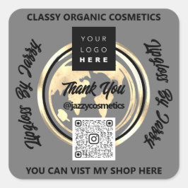 Adesivo Quadrado Obrigado Empresa Logotipo QR Código QR Mapa mundia