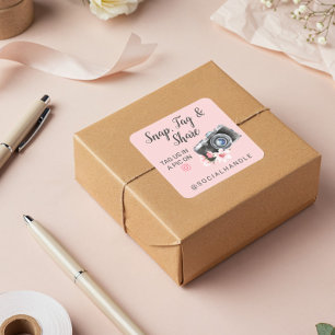 Adesivo Quadrado Obrigado Encaixar, Etiquetar e Compartilhar Câmer