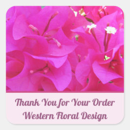 Adesivo Quadrado Obrigado Encomenda Bela Flores Rosa