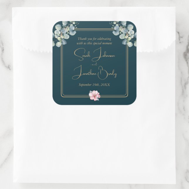 Adesivo Quadrado Obrigado Floral Eucalyptus Wedker (Bolsa)