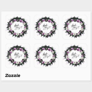 Adesivo Quadrado Obrigado, Flowers Personalizados Postage