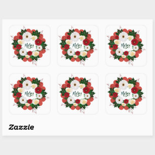 Adesivo Quadrado Obrigado, Flowers Personalizados Postage
