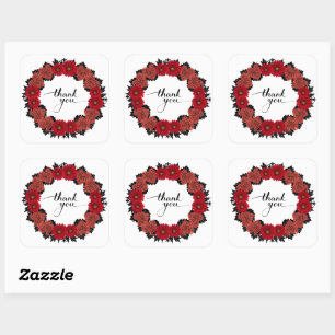 Adesivo Quadrado Obrigado, Flowers Personalizados Postage
