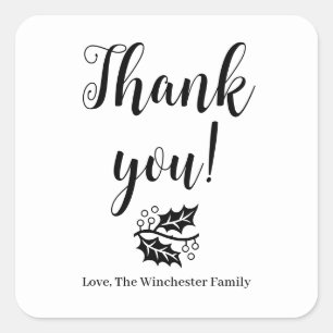 Adesivo Quadrado Obrigado foliage script personalizado Ação de Graç