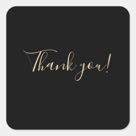 Adesivo Quadrado "Obrigado" Fundo Negro