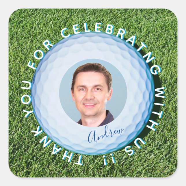 Adesivo Quadrado Obrigado Golfer Foto Assinada Ball (Frente)