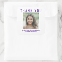 Obrigado Graduação Foto Personalizada Preta Púrpur