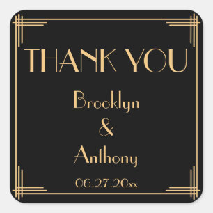Adesivo Quadrado Obrigado grande art deco de Gatsby que Wedding