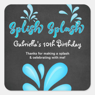 Adesivo Quadrado Obrigado grande do respingo da festa na piscina