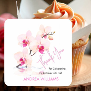 Adesivo Quadrado Obrigado, Laranja Flor Blossoms 60º Aniversário