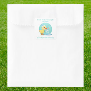 Adesivo Quadrado Obrigado Meia Passagem de Aniversário com Festa de