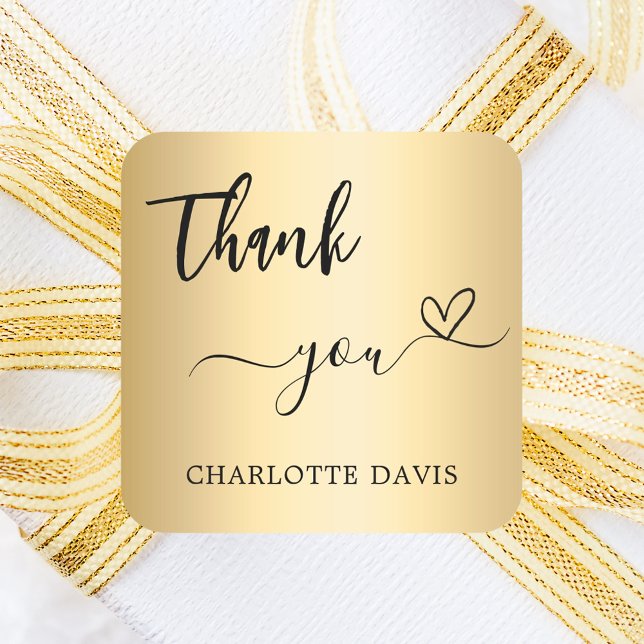 Adesivo Quadrado Obrigado, meu nome de ouro. (Criador carregado)