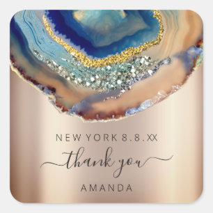 Adesivo Quadrado Obrigado Nome 16º Casamento de noiva