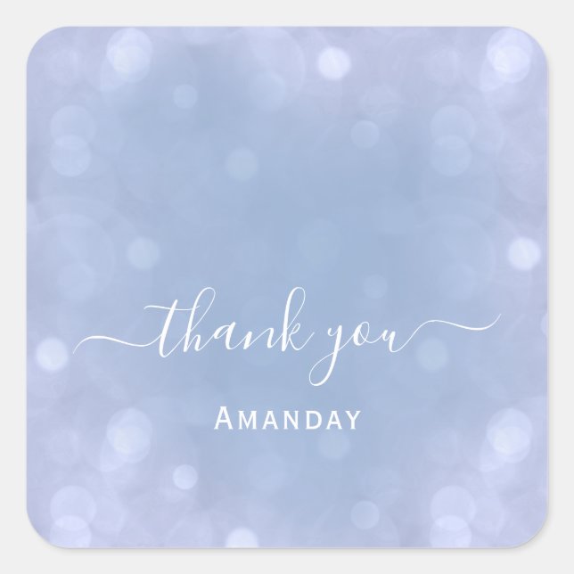 Adesivo Quadrado Obrigado Nome Azul Casamento Pastel Doce16 (Frente)