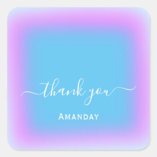 Adesivo Quadrado Obrigado Nome Azul Rosa Oceano Maquiagem Noiva Swe