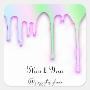 Adesivo Quadrado Obrigado Nome Drill Holographic Purple Green