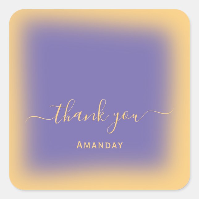 Adesivo Quadrado Obrigado Nome Marrom Amarelo Maquiagem Azul Empoei (Frente)