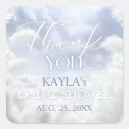 Adesivo Quadrado Obrigado Nove Nuvens Pampas Chá de Noiva