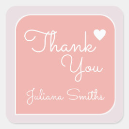 Adesivo Quadrado obrigado / obrigados cor-de-rosa