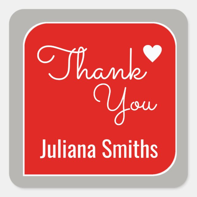 Adesivo Quadrado obrigado / obrigados vermelhos (Frente)